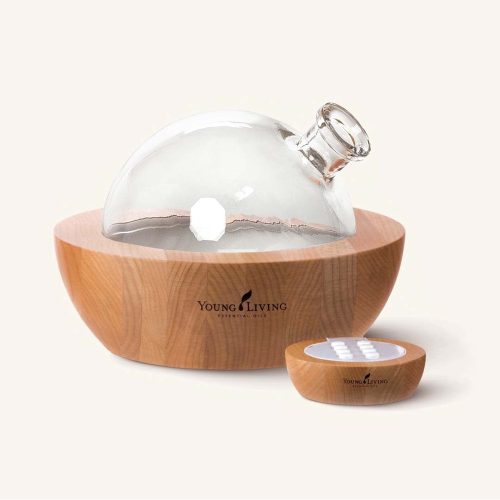 Young Living Cream and Brown Candle Holder Set
